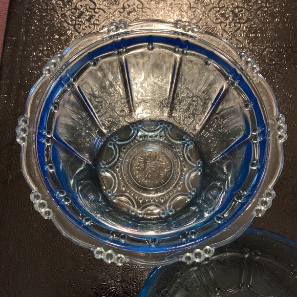 🎉Host Pick 🎉 Oyster Pearl Pattern Depression Glass Aqua Blue Candy Dish - Picture 6 of 11